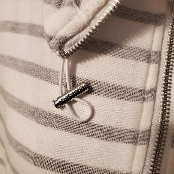 Michael Kors gray & white striped zip up jacket sz med - Picture 2 of 7